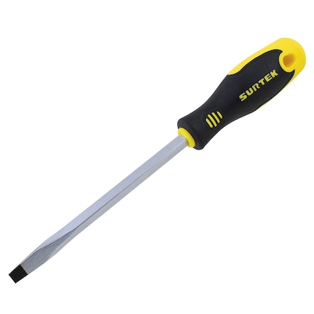 Surtek Bi-Material Screwdriver Square Shank Flat Tip 1/4X4 in. D264